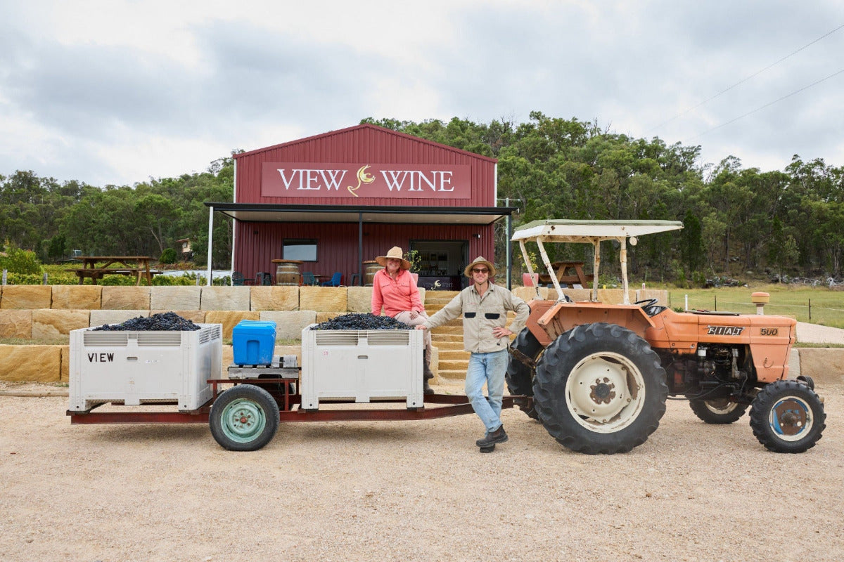 Owners Brad & Stacey in front of VIew Wine Cellar door