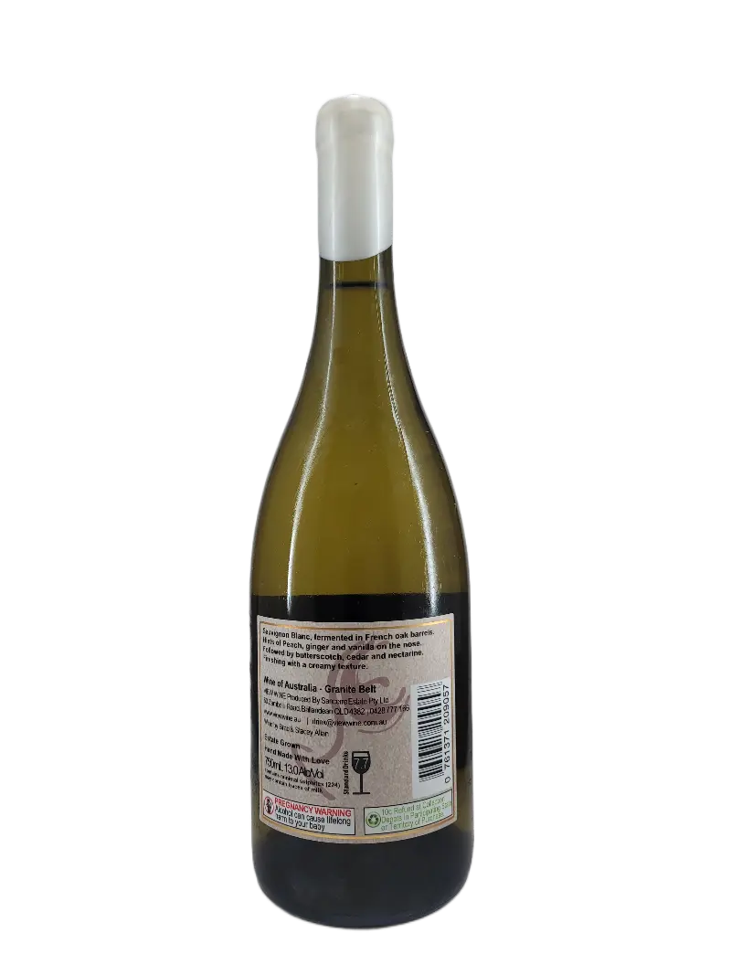 Wine bottle with label on a white background