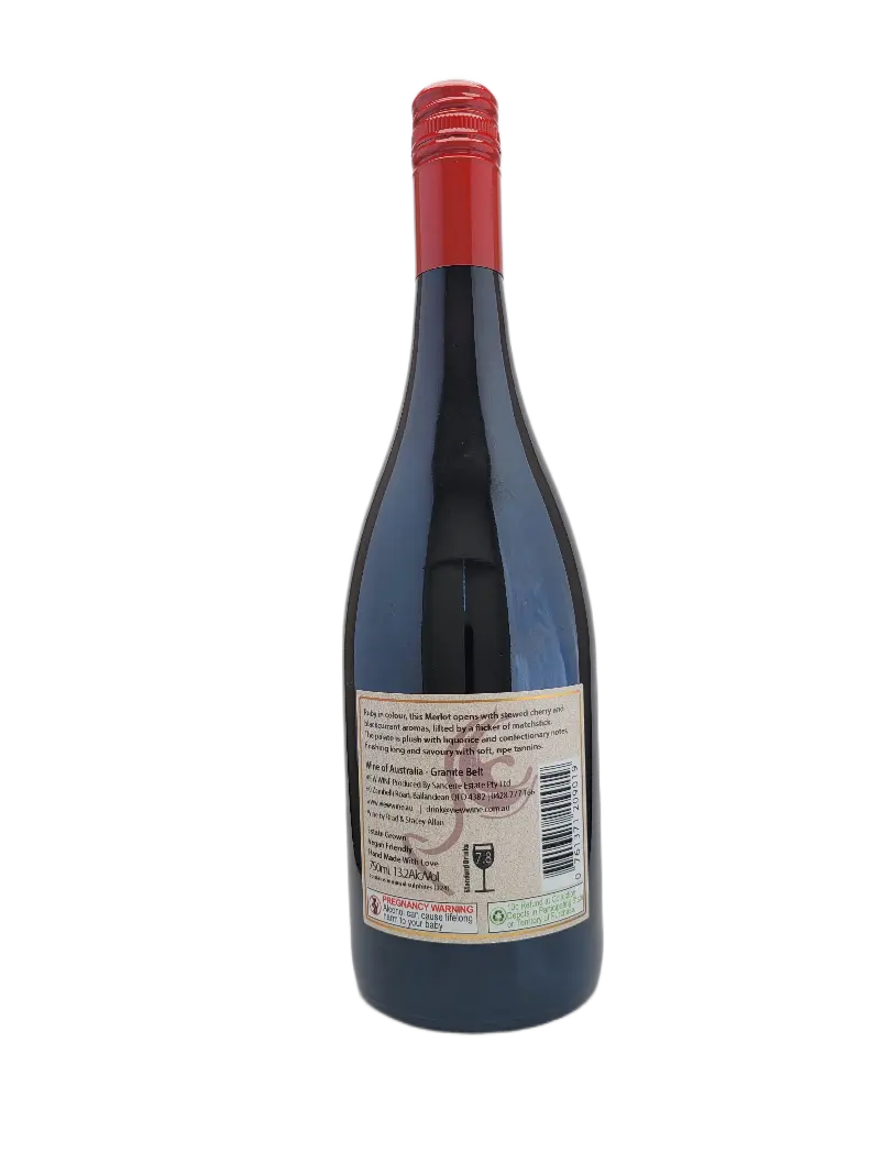 Wine bottle with a visible label on a white background